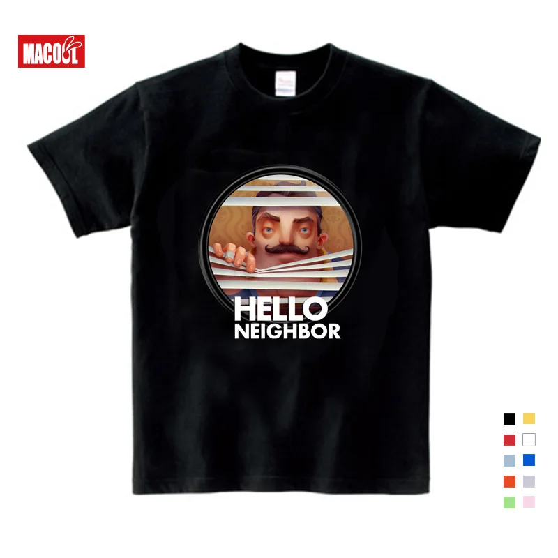 Детские толстовки с капюшоном; От 2 до 12 лет толстовки с капюшоном «Hello neighor»; Одежда для мальчиков и девочек-подростков; футболка для девочек; одежда для малышей на осень - Цвет: T-shirt