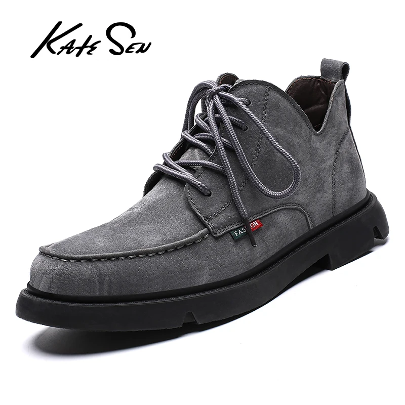 

KATESEN NEW Men Chelsea Boots Ankle Boots Fashion Men's Male Brand Leather Quality Slip Ons Motorcycle Man Warm Free shipping
