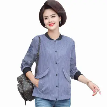 

Embroidery Letter Tops For Women 2020 Fall New Female Casual Bomber Coats And Jackets 5XL Plus Size Stripe Mother Clothes