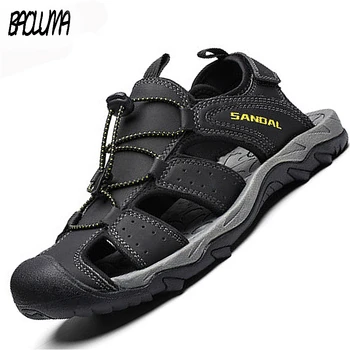 

2020 Men's Sandals Summer Leather Rubber Men Beach Shoes Rome Gladiator Sandals for Men Casual Shoes Beach Soft Bottom Hot Sale