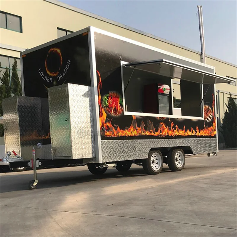 Mobile BBQ Food Truck Kiosk Ice Cream Taco Cart Sweet Corn Shop Small Fast Food Trailer Mini Truck