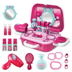 Valise de maquillage pour enfants, ensemble de produits cosmétiques simulés, sac à bandoulière à la maison, jeu de rôle, cadeaux amusants, jouets de maquillage pour enfants 