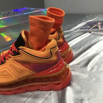 

Patchwork Genuine Leather Mesh Unisex Platform Sneakers Luxury Height Increasing Casual Shoes Men Lace Up Trainers Plus Size