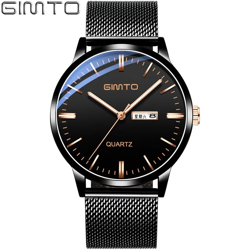 

New Style Fashion Double Calendar Night Light MEN'S Watch Comfortable Mesh Belt Versatile Watch High-End Quality Waterproof Quar