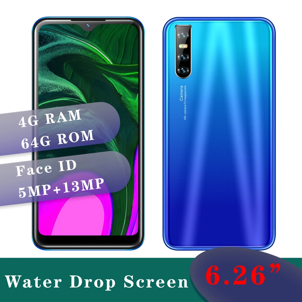 9X Pro 4G RAM 64G ROM Quad core Smartphones Gesicht Anerkennung Entsperrt celulars Handys Wasser Tropfen Big bildschirm Android Telefon