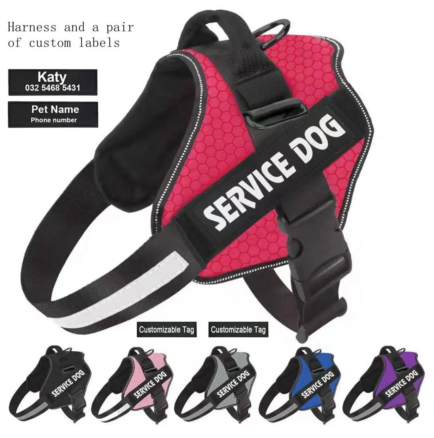

Personalize Reflective Pet Dog Harness Breathable Adjustable Dog Chest Strap Vest ID Custom Patch Outdoor Walking Dog Accessory
