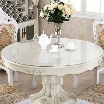 

Round Tablecloth Transparent PVC Tablecloth Waterproof Kitchen Pattern Oil Table Cover Glass Soft Cloth Table Cover