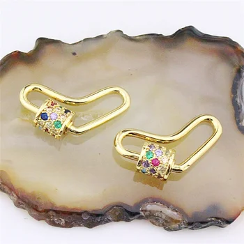 

26mm 10pcs/lot Small heart shape cz clasp,plating cz screw clasp charm,colorful cubic zirconia micro pavejewelry component