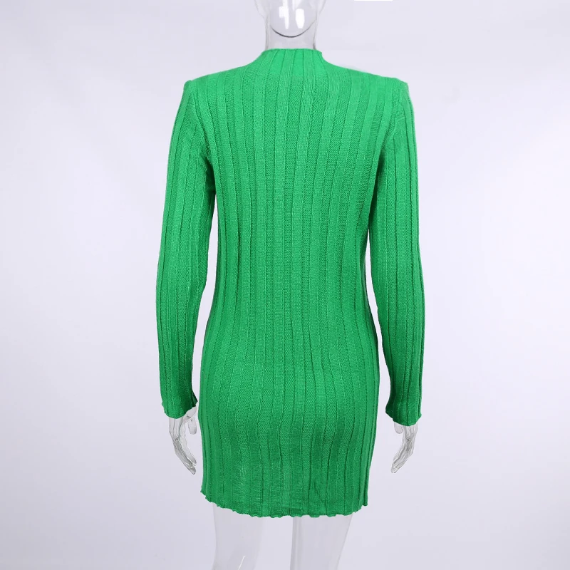 Fashion Ribbed Women's Turtleneck Sweater Green Long Sleeve Shrugs Knitwear Jumper Female Knitted Tops 2025 Autumn Winter