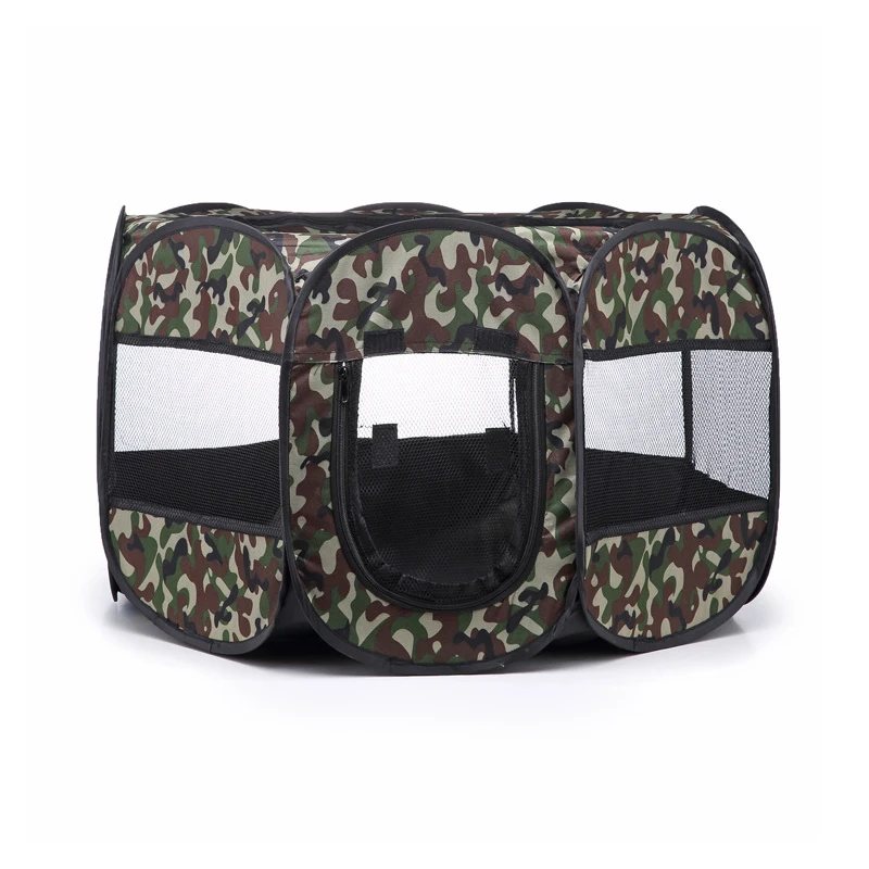 Green camouflage Палатка для домашних животных портативный складной собачий домик клетка шатер для собак для котов манеж Щенячий питомник легкое управление восьмиугольным забором снаряжение для путешествий - Цвет: Green camouflage