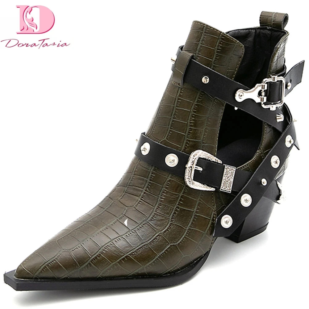 

Doratasia 2020 dropship high quality square heels big size 50 punk style women shoes woman cool chelsea boots female ankle boots