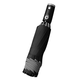 

Rainproof With LED Light Portable Windproof Auto Open Close Compact Night Reflective Folding Umbrella Safety Rustproof Travel