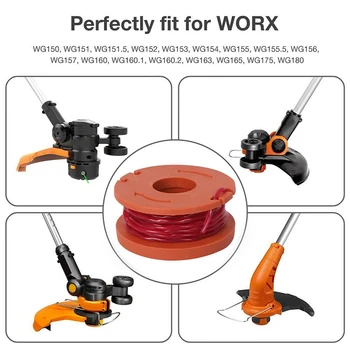 

9 Pack Replacement Spool String Trimmer Line 8 Pack Spool and 1 Cap Lawn Mower Accessories for WORX