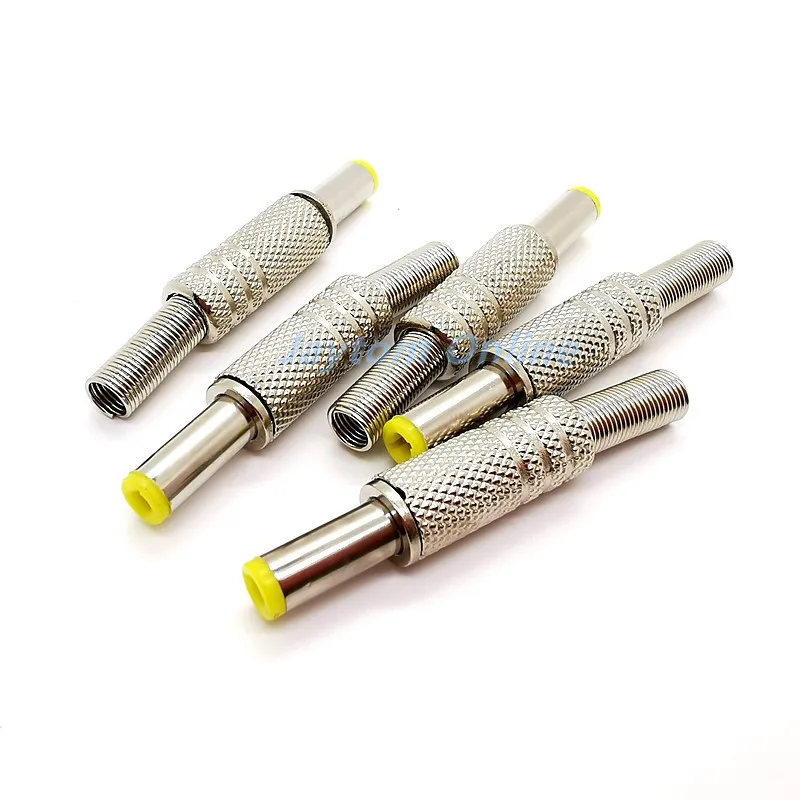 

5pcs 5.5x2.1mm 5.5x2.5mm DC Power Jack Male Plug Metal Connector Adapter With Yellow Head