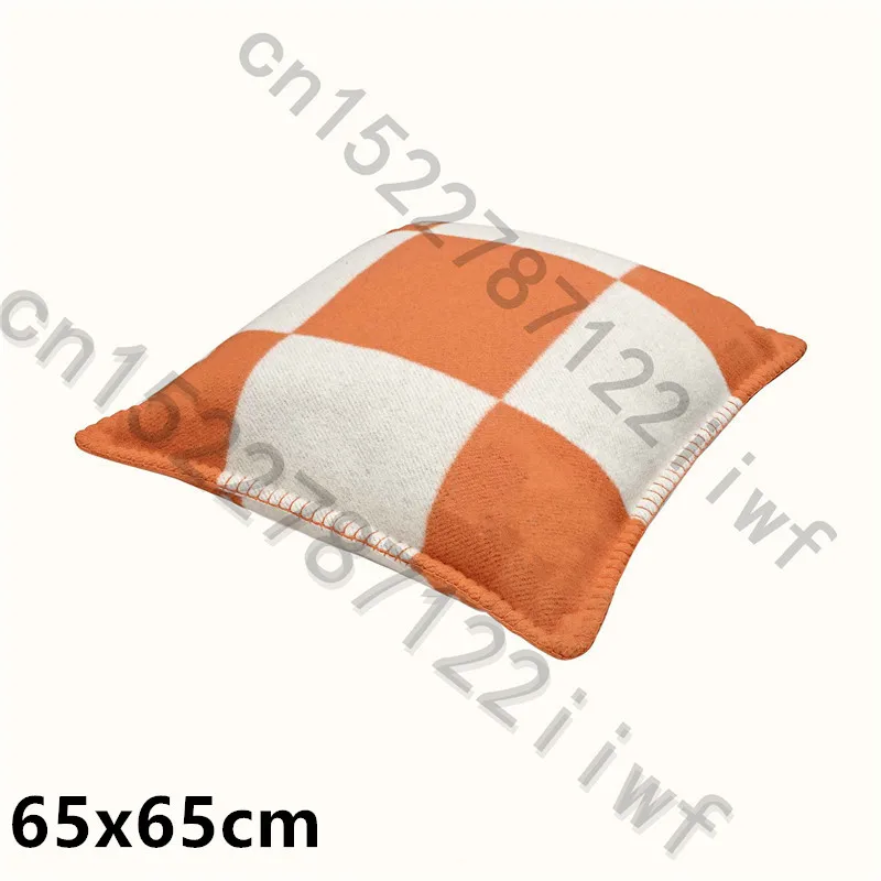 H Pillow 65cm Orange Плед H одеяло плед кашемир крючком мягкий шерстяной шарф шаль Портативный Теплый диван кровать флис вязаный розовый одеяло наволочка бренд - Цвет: H Pillow 65cm Orange