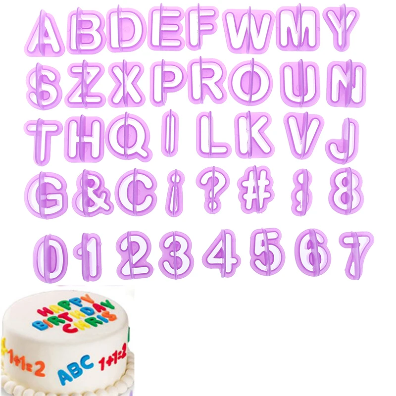 40Pcs Plastic Alphabet Number DIY Mould Mold Cutter Cookies Cake Fondant Baking