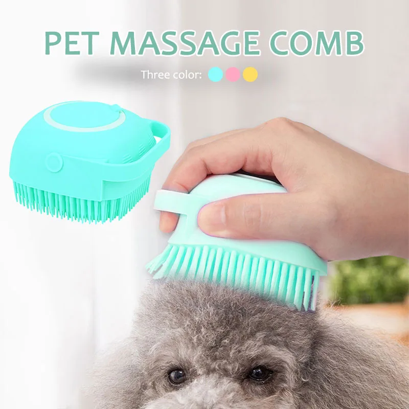 De silicona perro gato depuradores aseo baño cepillos eliminación de cabello peine de champú para mascotas cepillo suave de la piel masaje dispositivo de limpieza