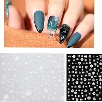 

New arrived 3D Nail Stickers Decals winter white snow Pattern Style Adhesive Stickers Nail Art Decoration Z0269