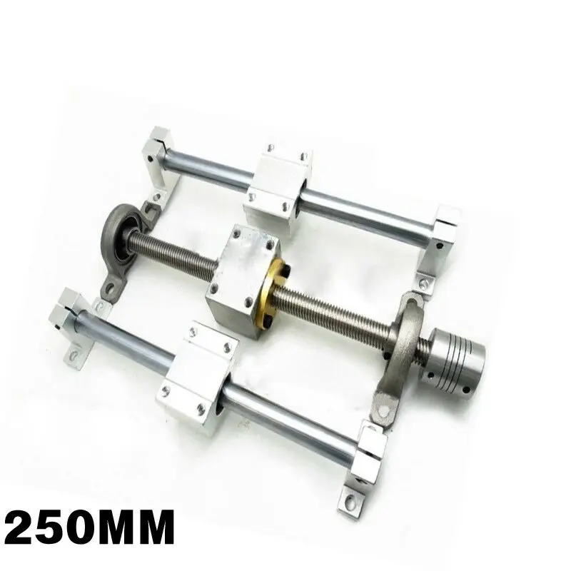 Billige Horizontale Welle 150 250 350mm T8 Dual Schiene Blei Schraube Rod Linear Kupplung Unterstützung Linear Lager blei Schraube Guide Set