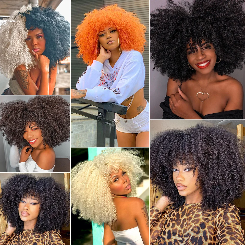 Short Hair Afro Kinky Curly Wig For Black Women Cosplay Blonde Synthetic Natural Red Wigs African Ombre Glueless HighTemperature