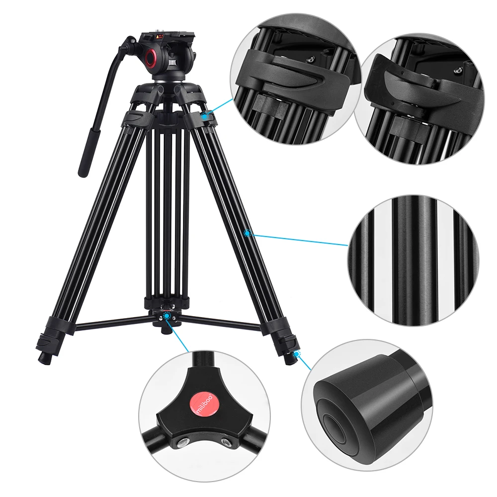 Miliboo MTT601A Профессиональный алюминиевый штатив подставка для Canon Nikon sony DSLR камер Видеокамеры w/панорамная гидравлическая шаровая Головка