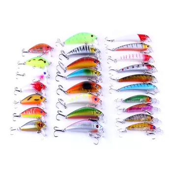 

26PCS LOT FISHING LURE SET ARTIFICIAL FISHING LURE KIT WOBBLERS MINNOW CRANKBAIT FISHING HARD BAIT POPPER JIGGING LURE MIXED PE