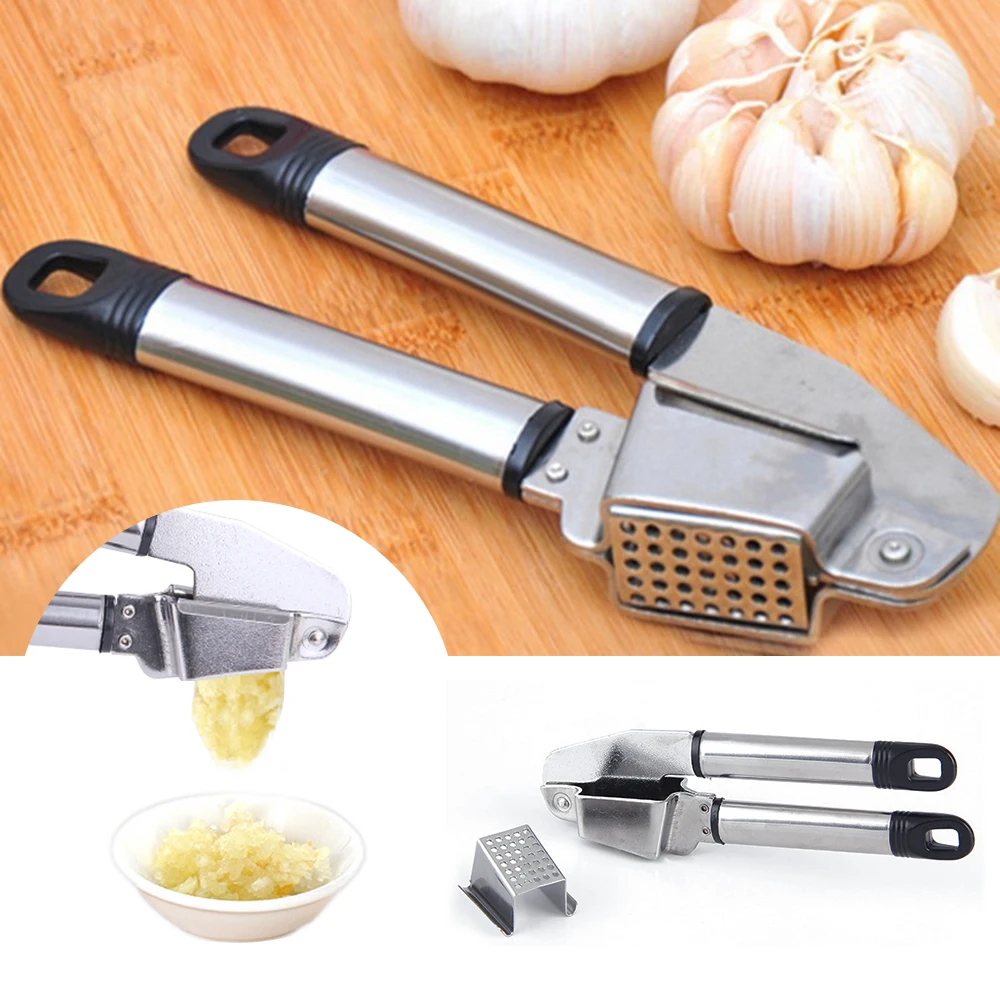 

Stainless Steel Garlic Press Heavy Duty Ginger Crusher Manual Garlic Presser Hand Press Ginger Grater Slicer Masher Kitchen Tool