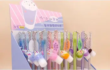 

pretty ice cream pendant gel pen cartoon neutral pen student prize school office black needle pen promotion gift pen 36pc/lot