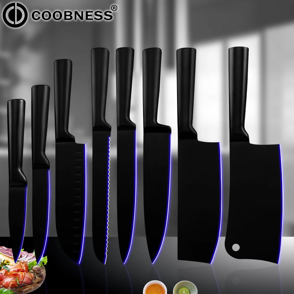 

8pcs/set Kitchen Knives 3Cr14Stainless Steel Cutlery Knife Set Fruit Bread Slicing Chopper Knife Utility Santoku Chef Knife Tool