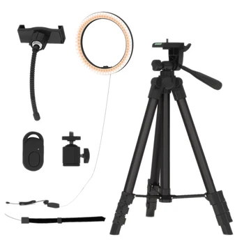 

10 Inch Selfie Ring Light with Adjustable Tripod Stand & Phone Holder LED Ring Light Compatible with Phones and Cameras