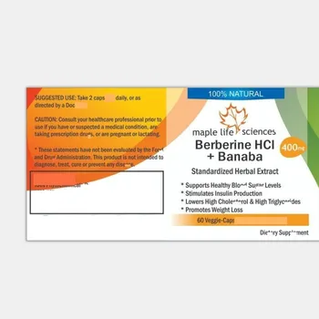 

Berberine 98% pure Extract + Banaba Leaf Extract For Blood Sugar 120 caps