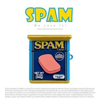 

case for Airpods spam luncheon meat CAN 3D SOFT Silicone interesting funny food style protective earphone cover with keychain