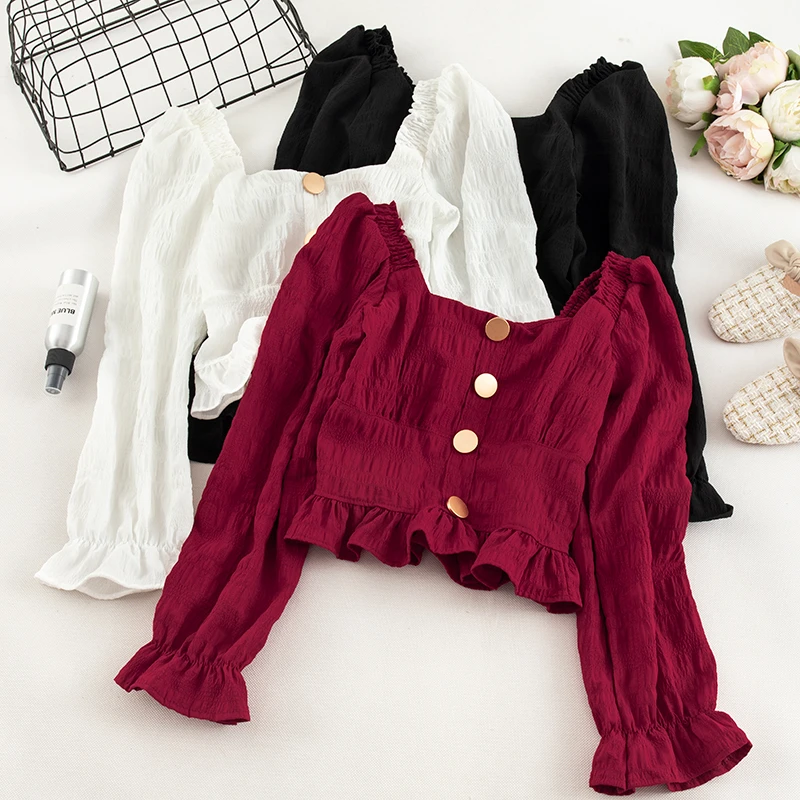 burgundy ruffle shirt