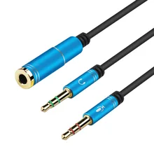 20CM 3 5mm Jack Microphone Headphone Splitter Audio Cable AUX Extension 2 Male To 1 Female Cables For Computer Notebook MP3