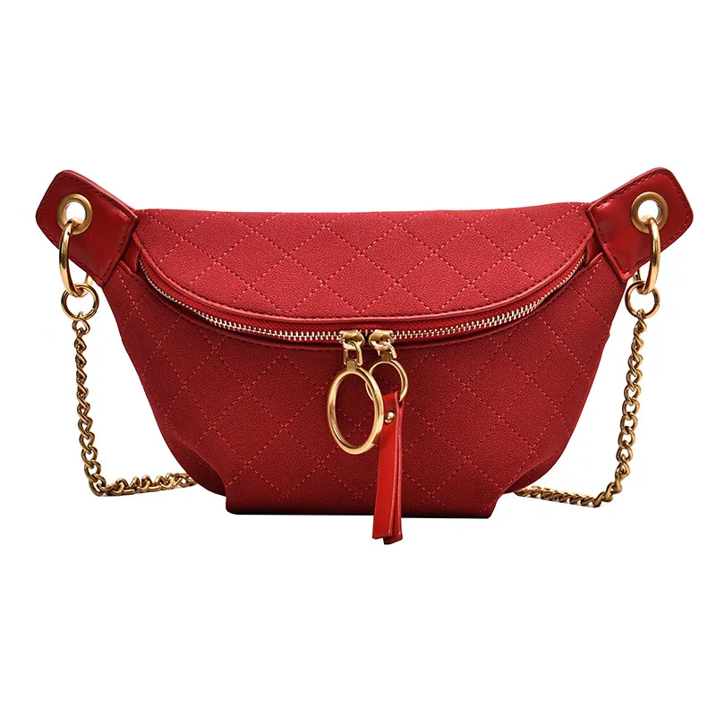 Women's pu Waist pack Fashion waterproof fanny pack high quality Belt bag Multi-functional leisure female Shoulder Messenger Bag - Цвет: red Waist pack