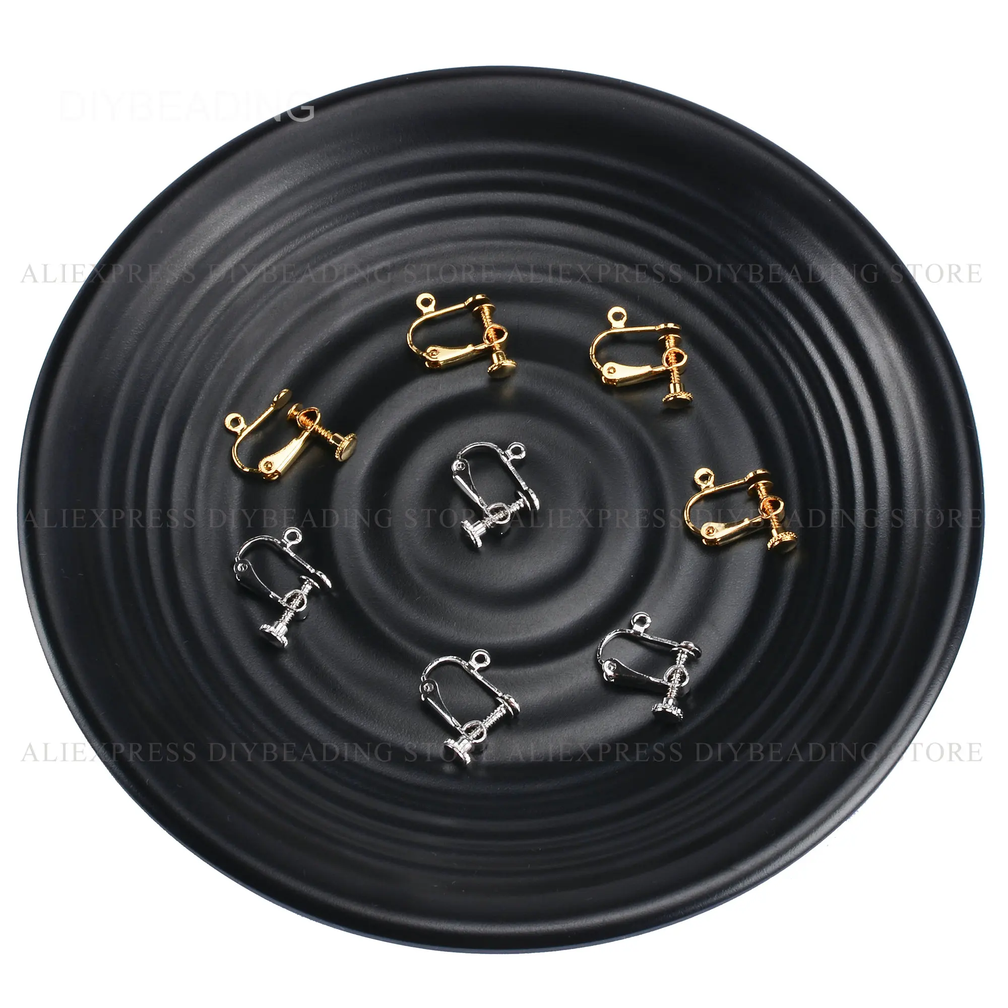 

10-100 Pcs Screw Back Earring Post 18K Gold/White Gold Plated Brass Screwback Clip on Earring Non Piercing Ear Clips(Adjustable)