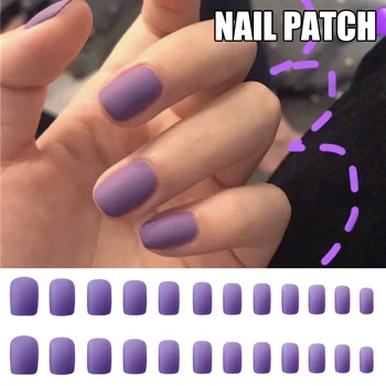 

2019 24pcs Detachable Wearable Matte False Nails Full Cover Short Style Candy Color Fake Nail