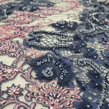 

Best Selling African Lace Fabric with beads Nigerian French Fabric High Quality L-596811 Tulle Lace Fabric