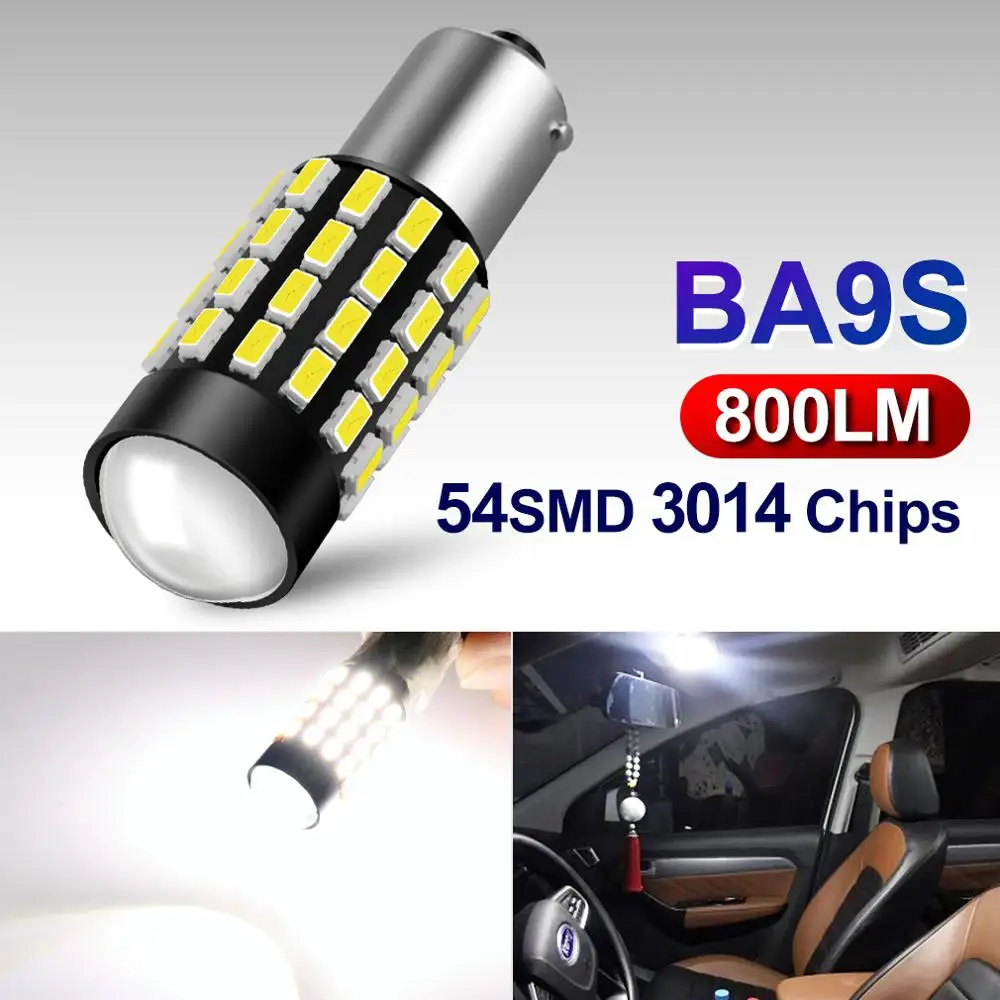 1 шт. Автомобильные светодиодные лампы BA9S T4W 54SMD 3014 чипы супер яркие 800LM