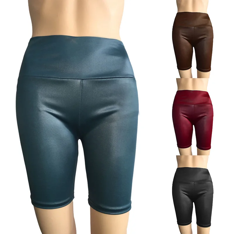 

Sexy Push Up Tight Women Shorts XXXL Casual Summer Plus Size PU Spandex Girls Ladies Leather High Waist Skinny Short Feminino