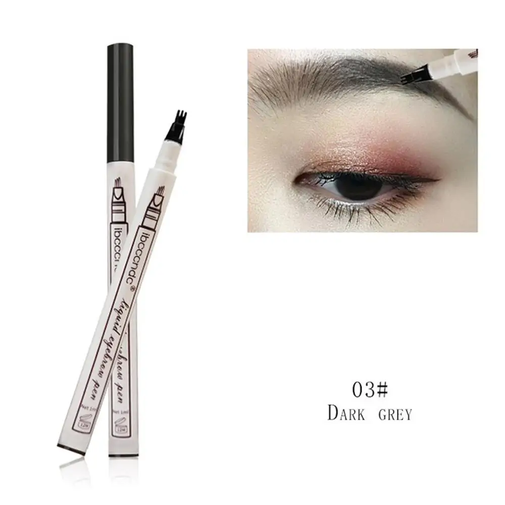 03 Dark gray Microblading тату-ручка для бровей, тонкий эскиз, жидкая ручка для бровей, водостойкая тату, прочный карандаш для бровей, стойкий к размазыванию - Цвет: 03 Dark gray