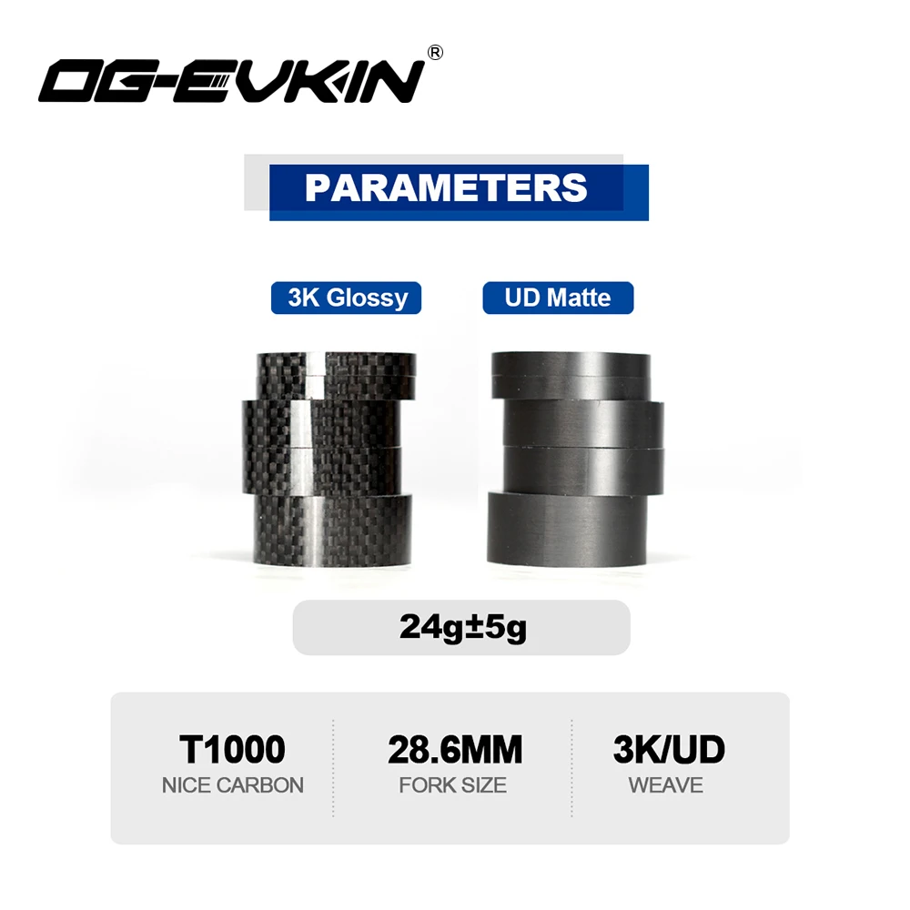 OG-EVKIN CS-001 Bicycle Spacer Set 1/8" 28.6MM 3K Glossy/UD Matte Headset Spacer MTB Road Bike Full Black