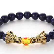 8 мм chg43 браслеты лазурит из бисера двойной дракон молитва Будды Йога браслет для женщин и мужчин натуральный камень вечерние ювелирные изделия