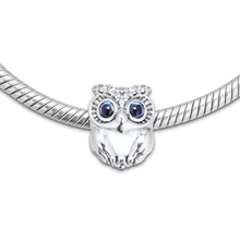 DIY Подходит для Pandora шармы браслеты сверкающие Сова бусины стерлингового серебра 925-ювелирные изделия