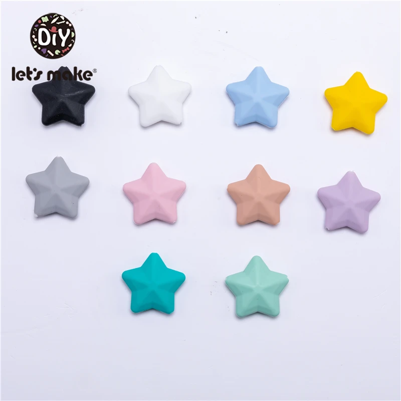 Stars Silicone Beads 10 Colors 5PC Baby Teethers Beads Food Grade Baby Teething Toys For Pacifier Chain Necklace DIY Accessories