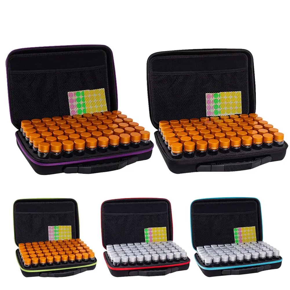 

60 Bottles Diamond Painting Box Tool Container Storage Box Carry Case Holder Hand Bag Zipper Design Shockproof Durable Large Bag
