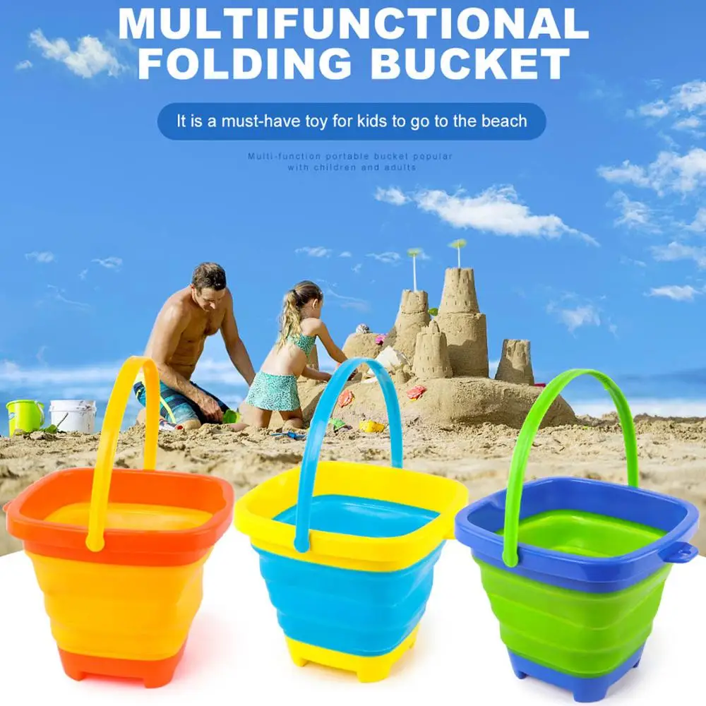 Enfants Portable Silicone pliable sable seau plage sable eau jouer outil jouet pour l'été en plein air Camping jouer maison pêche stockage