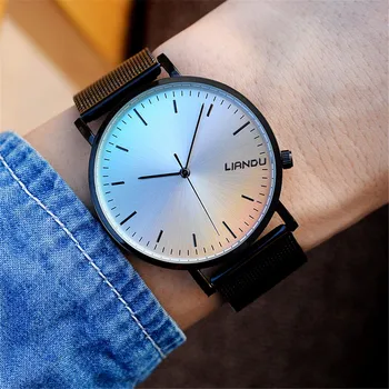 

Men's Fashion Sport Stainless Steel Case Leather Band Quartz Analog Wrist Watch mens watches top brand luxury Wristwatches