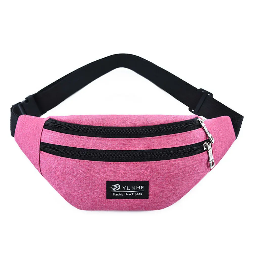 Мужская и Женская поясная сумка, поясная сумка, для телефона, для ключей, с ремешком, клатч, кошелек, кошелек, Повседневная сумка, серый, синий, черный, розовый - Цвет: Розовый