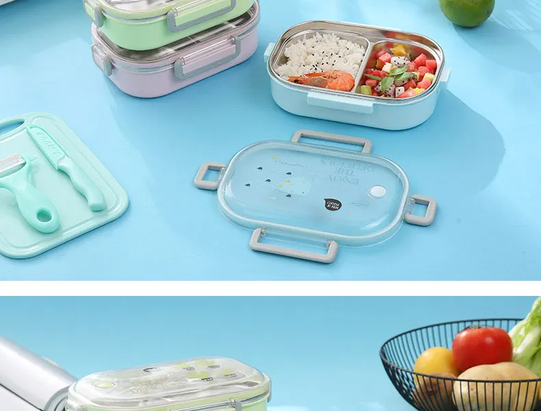 Ланч-бокс из нержавеющей стали с отсеком Ланч-бокс Bento коробки для детей, контейнер для еды, портативная японская посуда